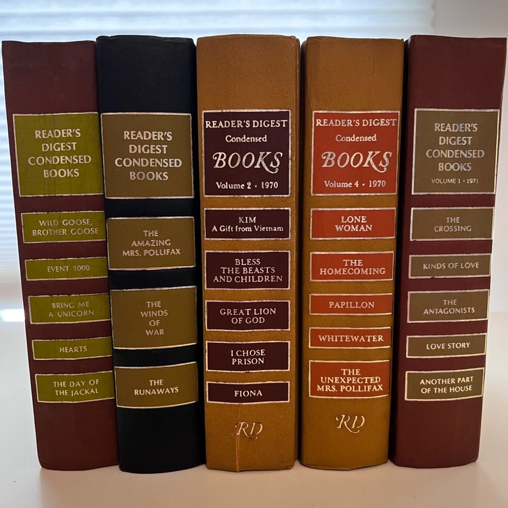 5 VINTAGE READER’S DIGEST BOOKS DATED 1970-1971. Excellent vintage condition.